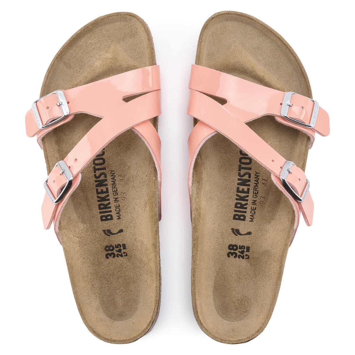 Birkenstock Women's Yao Balance Birko-Flor Patent Coral Peach Sandals