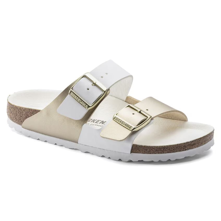 Birkenstock Arizona Split Birko-Flor White / Gold Sandals
