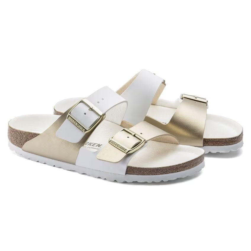 Birkenstock Arizona Split Birko-Flor White / Gold Sandals
