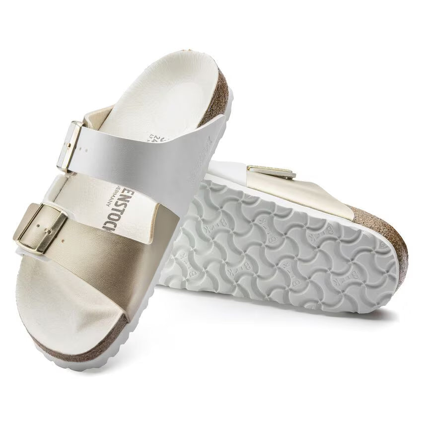 Birkenstock Arizona Split Birko-Flor White / Gold Sandals