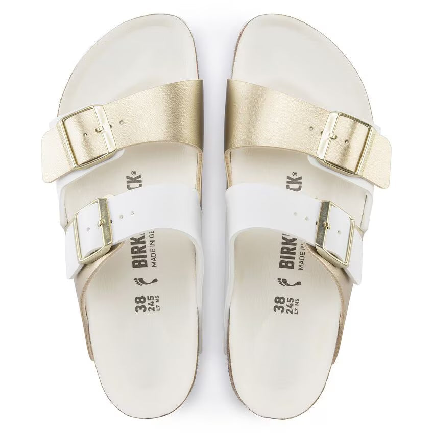 Birkenstock Arizona Split Birko-Flor White / Gold Sandals