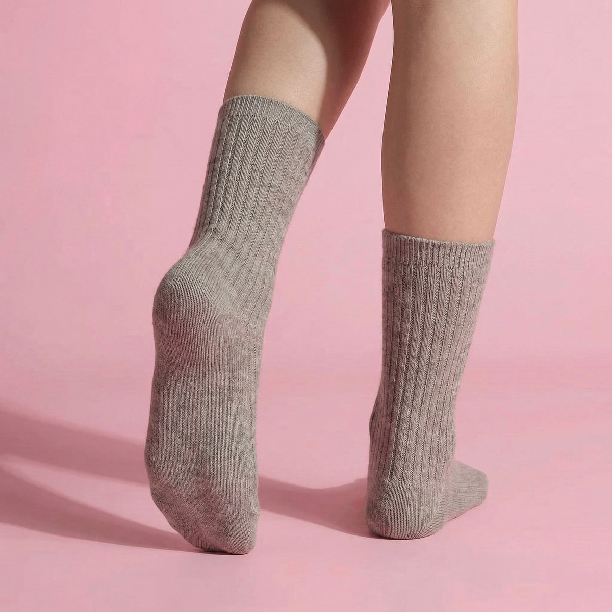 Anna-Kaci Women's 3-Pair Ribbed Crew Socks Set Soft Stretch Knit Fabric Minimal Everyday Comfort Socks