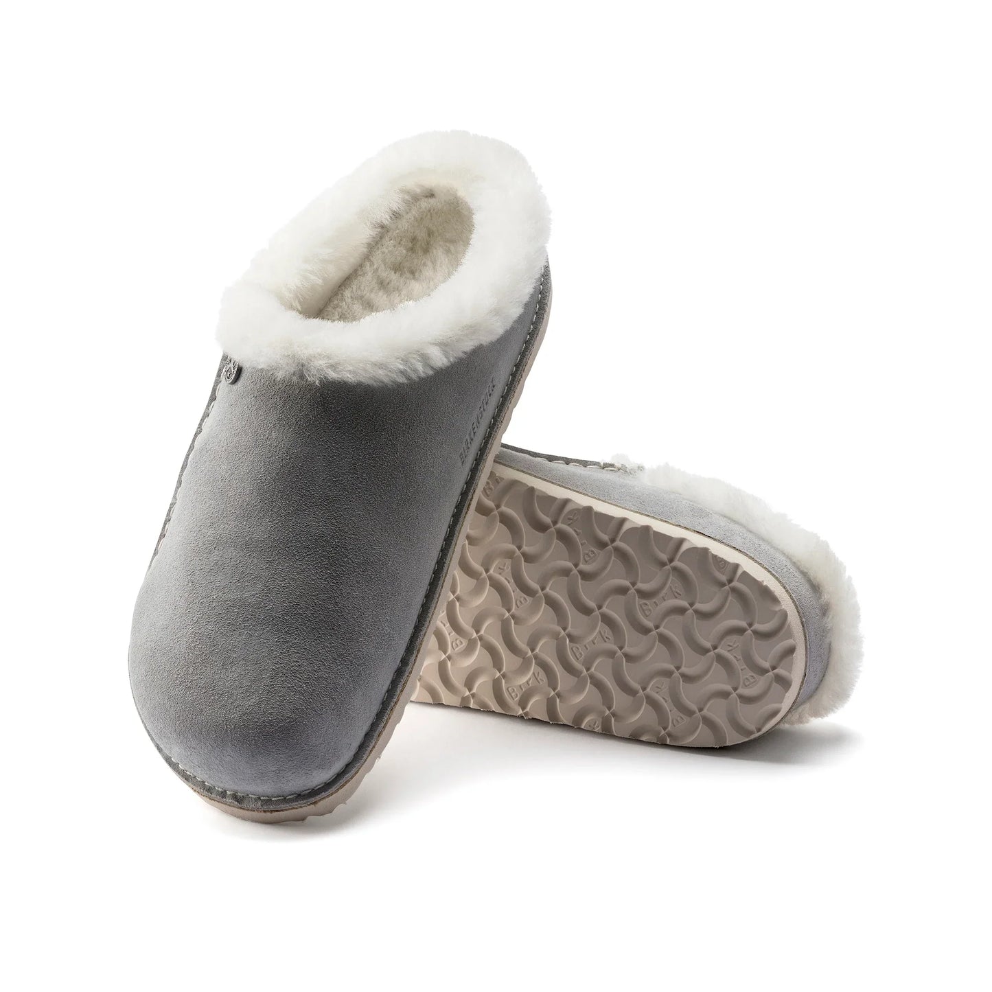 Birkenstock Zermatt Premium Suede Leather Concrete Grey Slippers