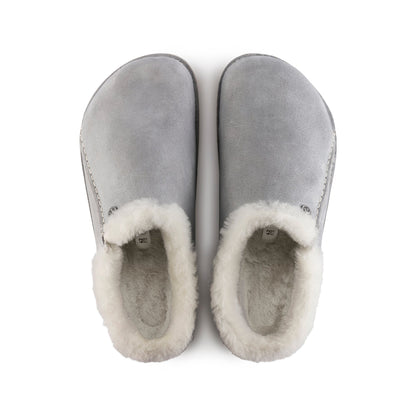 Birkenstock Zermatt Premium Suede Leather Concrete Grey Slippers