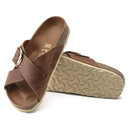 Birkenstock Siena Big Buckle Oiled Leather Cognac