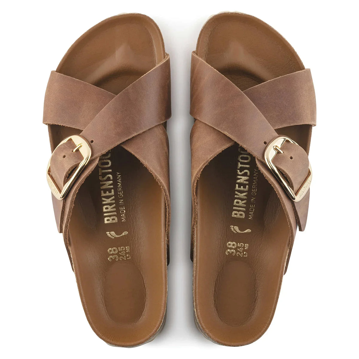 Birkenstock Siena Big Buckle Oiled Leather Cognac