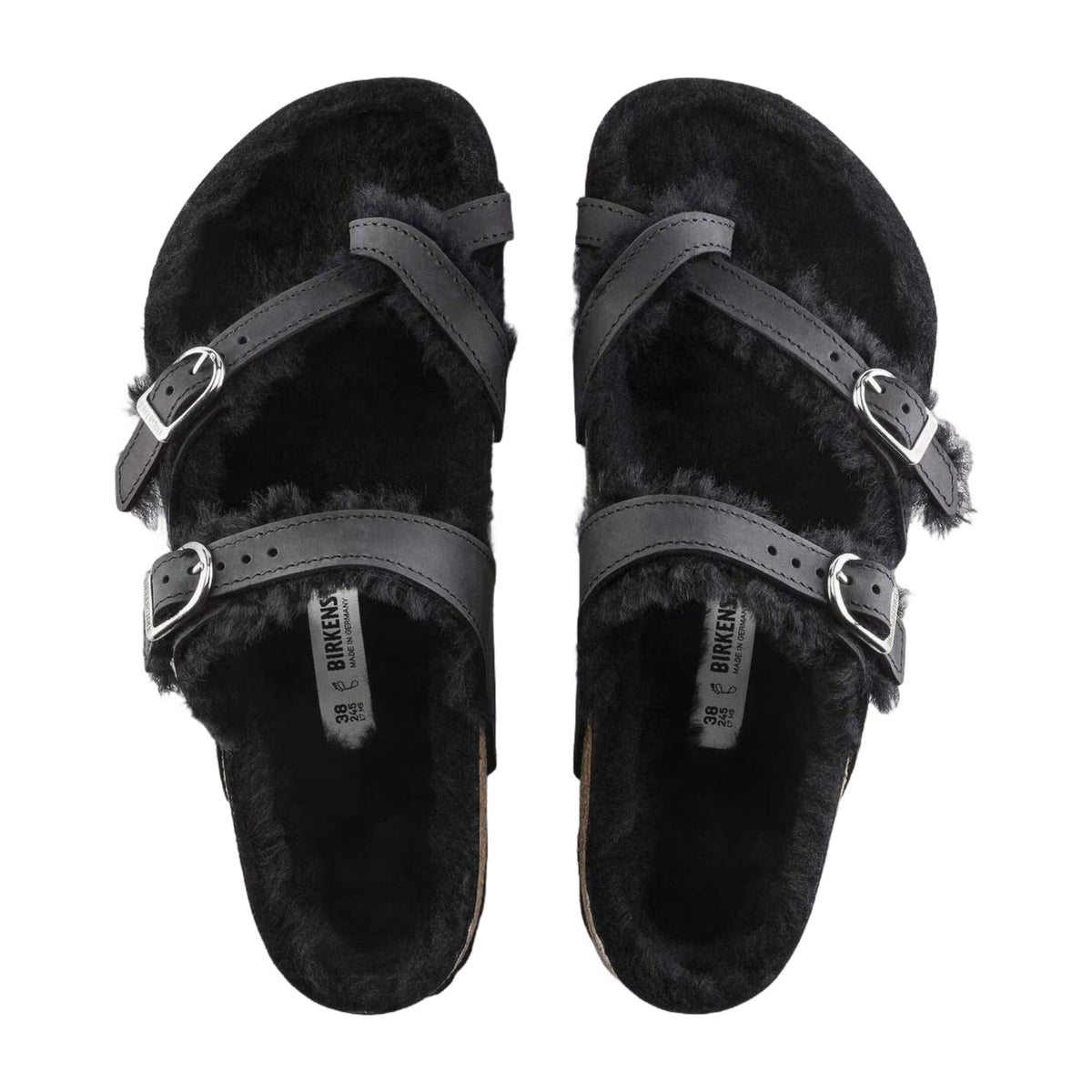 Birkenstock Unisex Mayari Shearling Natural Leather Black