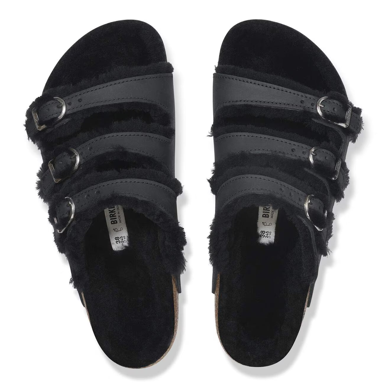 Birkenstock Unisex Florida Fresh Shearling Natural Leather Black