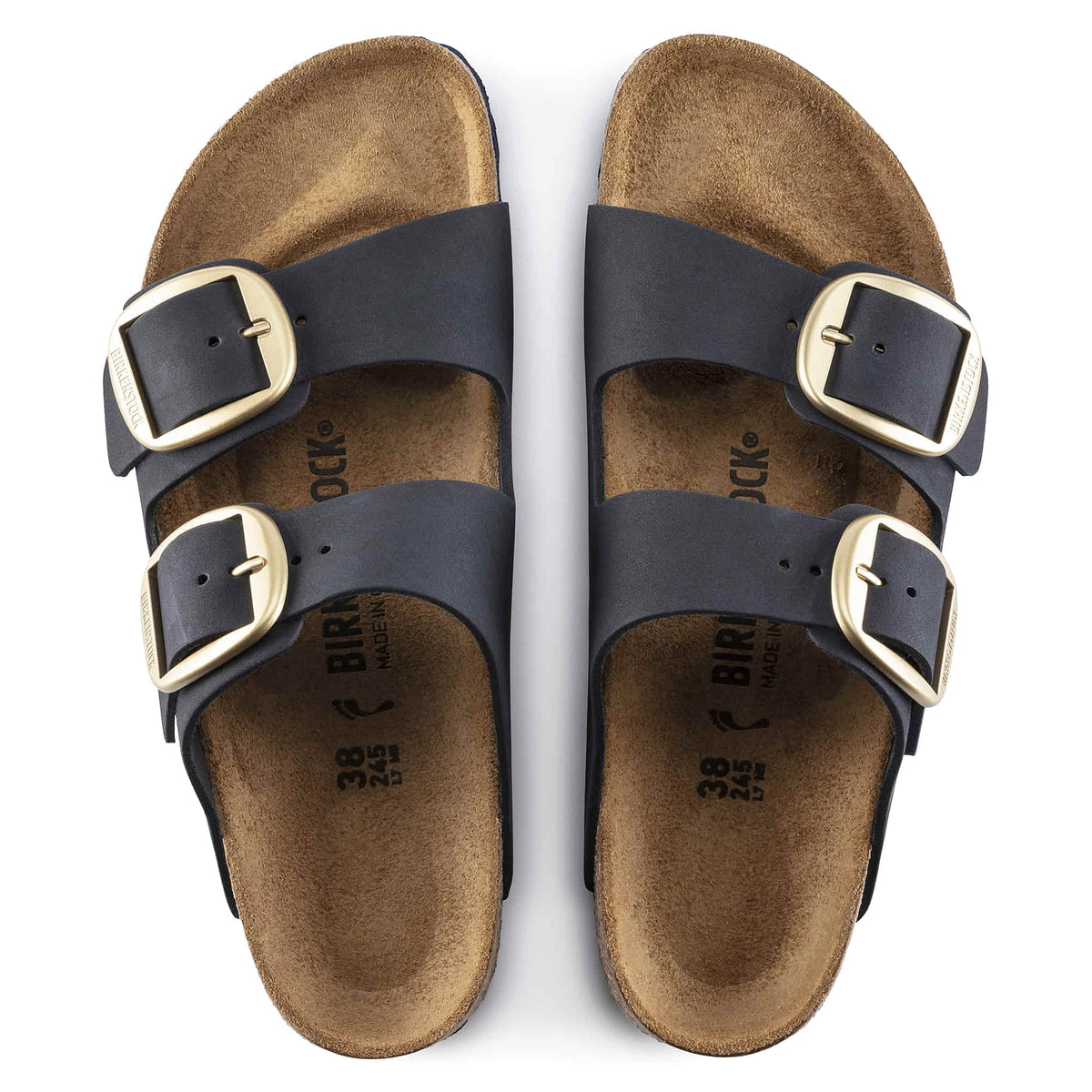 Birkenstock Arizona Big Buckle Nubuck Leather Midnight Sandals