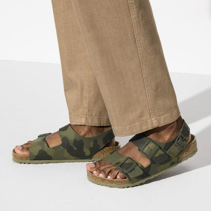 Birkenstock Milano Soft Footbed Birko-Flor Desert Soil Camo Green Sandals