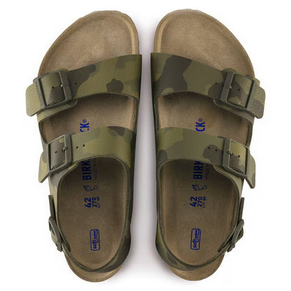 Birkenstock Milano Soft Footbed Birko-Flor Desert Soil Camo Green Sandals