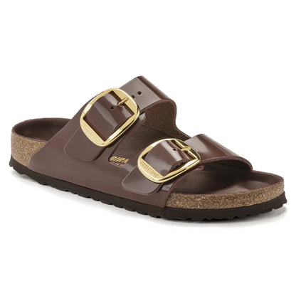 Birkenstock Unisex Arizona Big Buckle Natural Leather Patent High Shine Chocolate