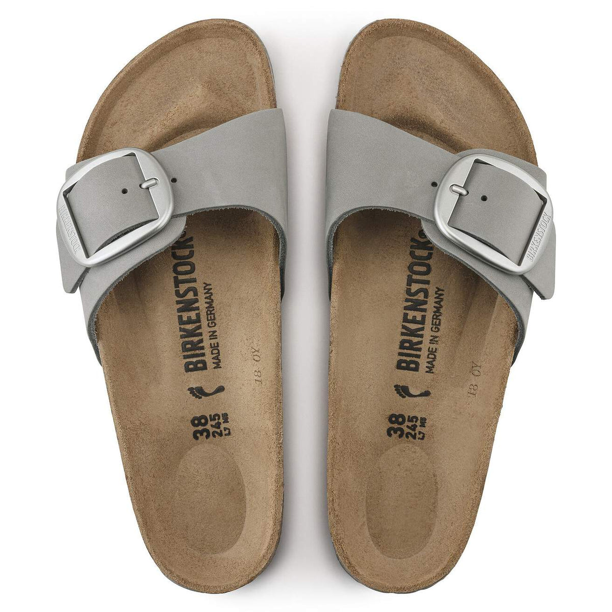 Birkenstock Unisex Madrid Big Buckle Nubuck Leather Dove Gray