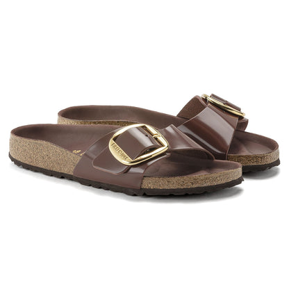 Birkenstock Madrid Big Buckle Natural Leather Patent Chocolate