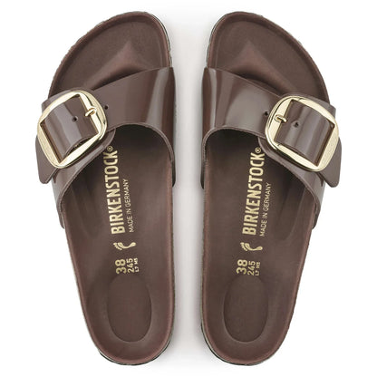 Birkenstock Madrid Big Buckle Natural Leather Patent Chocolate