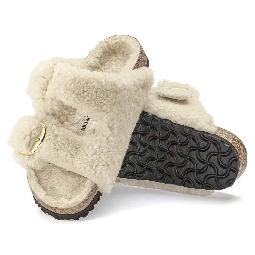 Birkenstock Arizona Big Buckle Shearling Teddy Eggshell