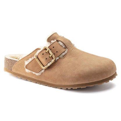 Birkenstock Unisex Boston Bold Shearling Natural Leather Cognac