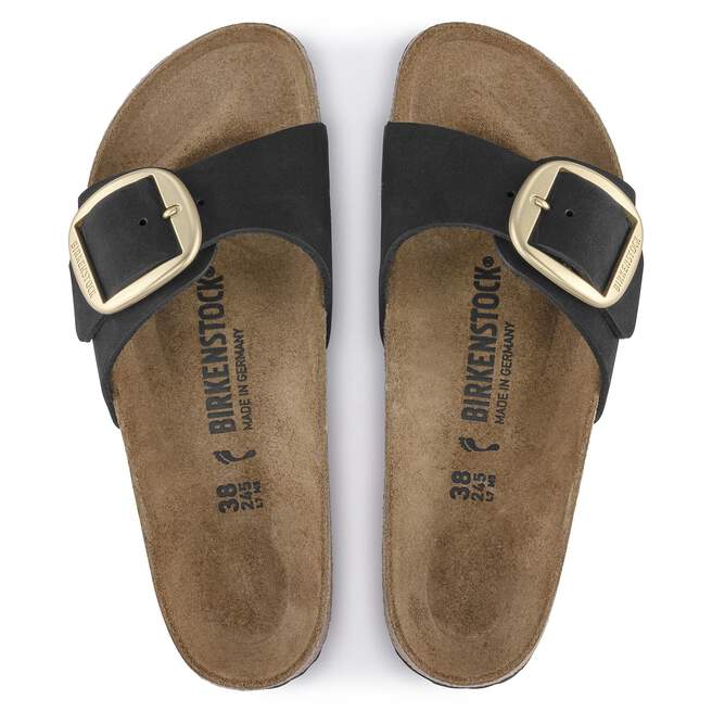 Birkenstock Unisex Madrid Big Buckle Nubuck Leather Black