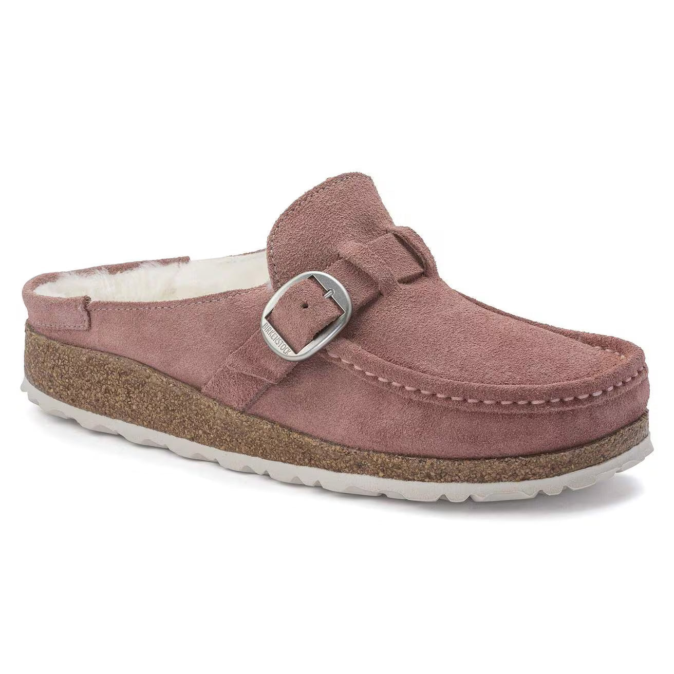 Birkenstock Unisex Buckley Shearling Suede Leather Pink Clay