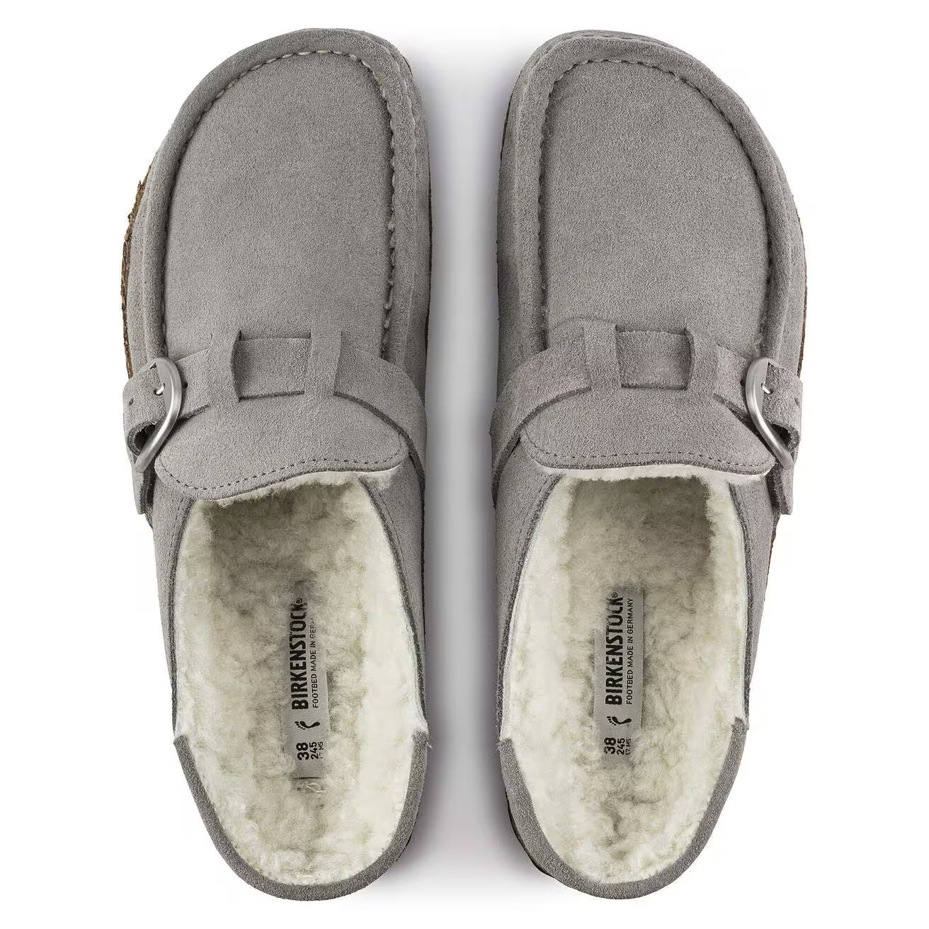 Birkenstock Unisex Buckley Shearling Suede Leather Stone Coin