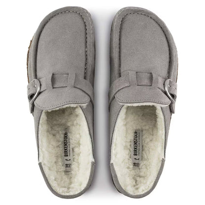 Birkenstock Unisex Buckley Shearling Suede Leather Stone Coin