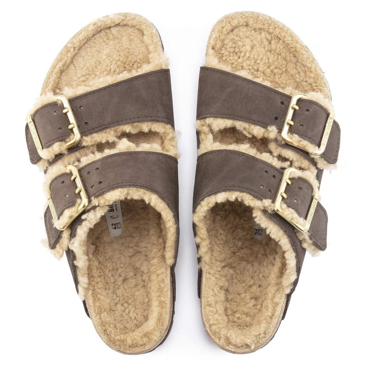Birkenstock Unisex Arizona Bold Shearling Natural Leather Espresso