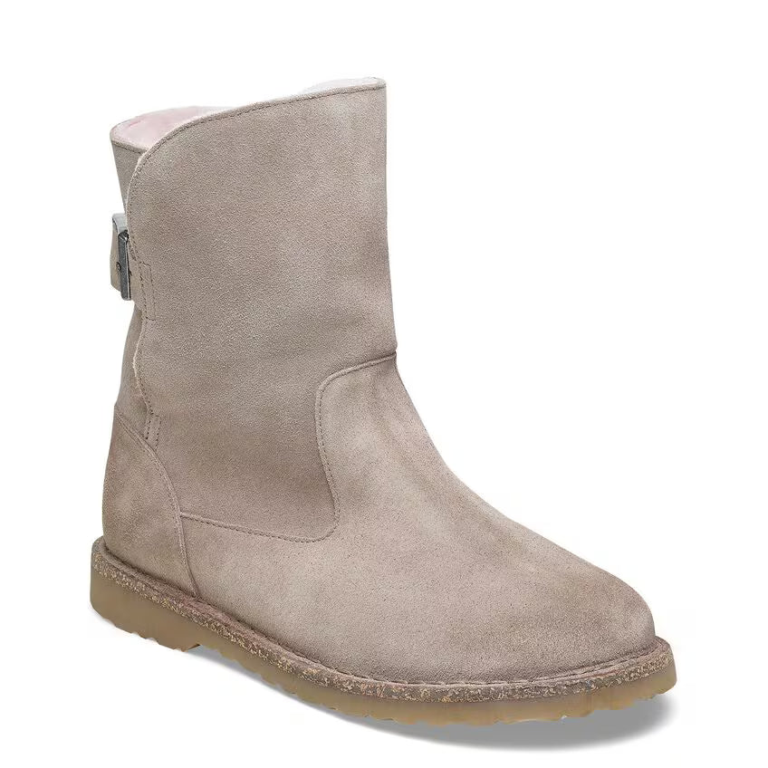 Birkenstock Uppsala Shearling Suede Leather Gray Taupe