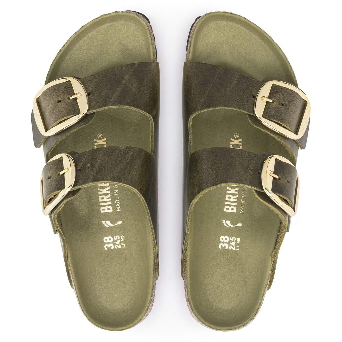 Birkenstock Unisex Arizona Big Buckle Oiled Leather Olive Green