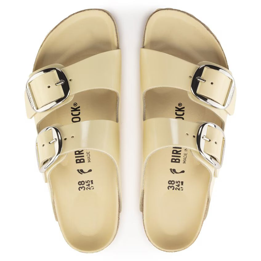 Birkenstock Unisex Arizona Big Buckle Natural Leather Patent High Shine Butter