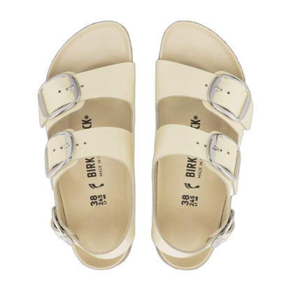 Birkenstock Unisex Milano Big Buckle Natural Leather Patent High Shine Butter