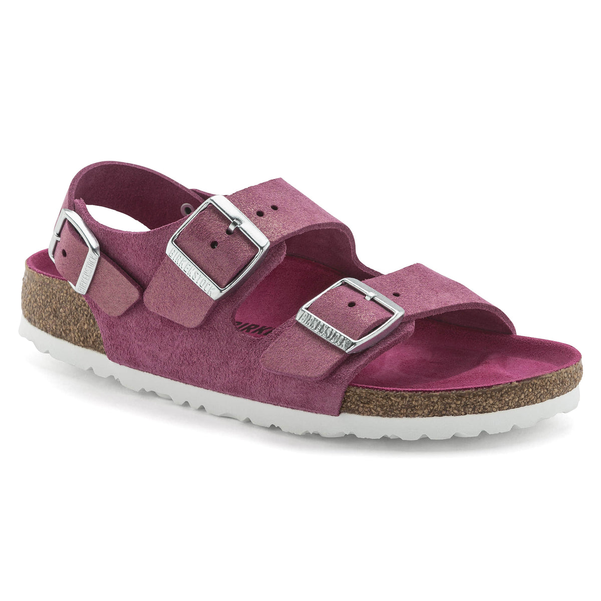Birkenstock Unisex Milano Suede Leather Shimmering Fuchsia