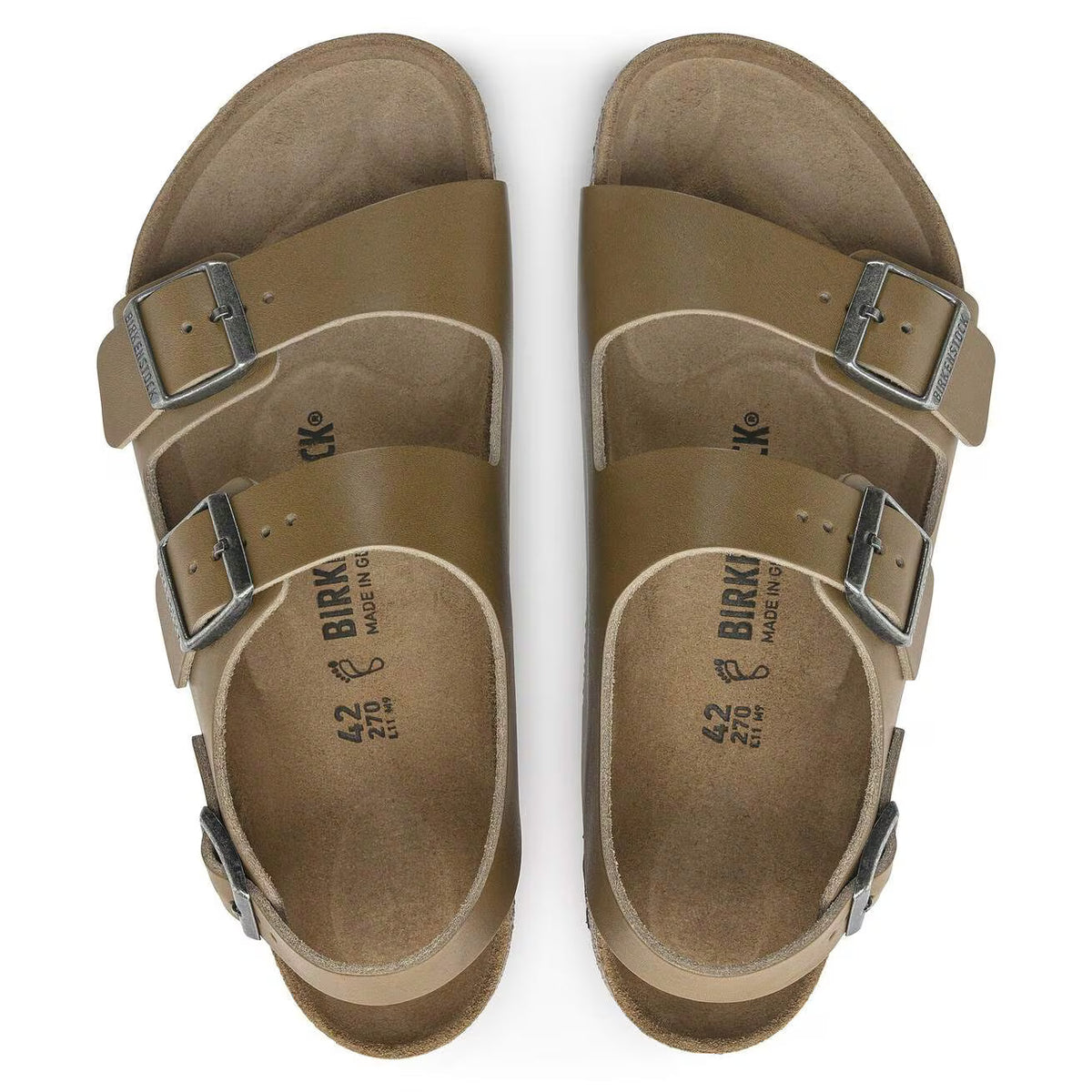 Birkenstock Unisex Milano Natural Leather Vintage Wood Faded Khaki