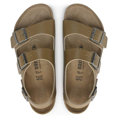 Birkenstock Unisex Milano Natural Leather Vintage Wood Faded Khaki