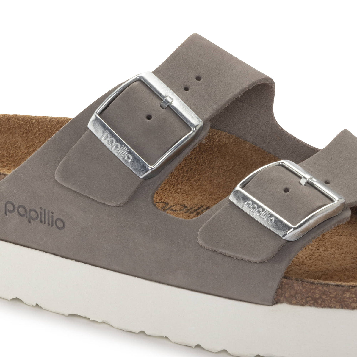Birkenstock Women's Arizona Platform Nubuck Leather  Dove Grey Sandals