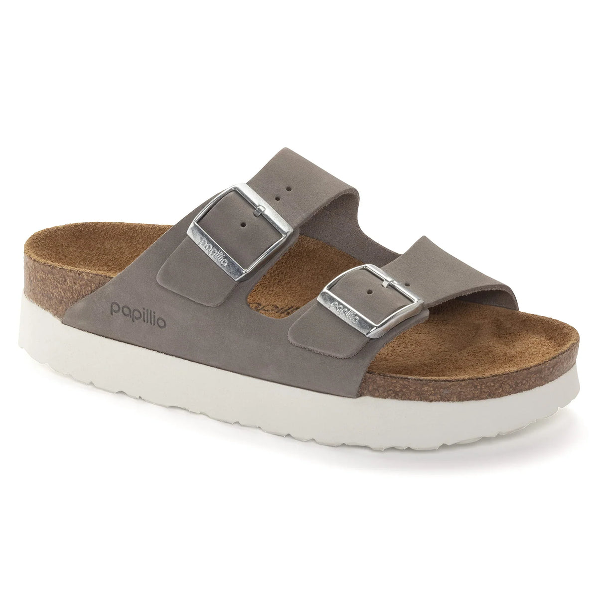 Birkenstock Women's Arizona Platform Nubuck Leather  Dove Grey Sandals