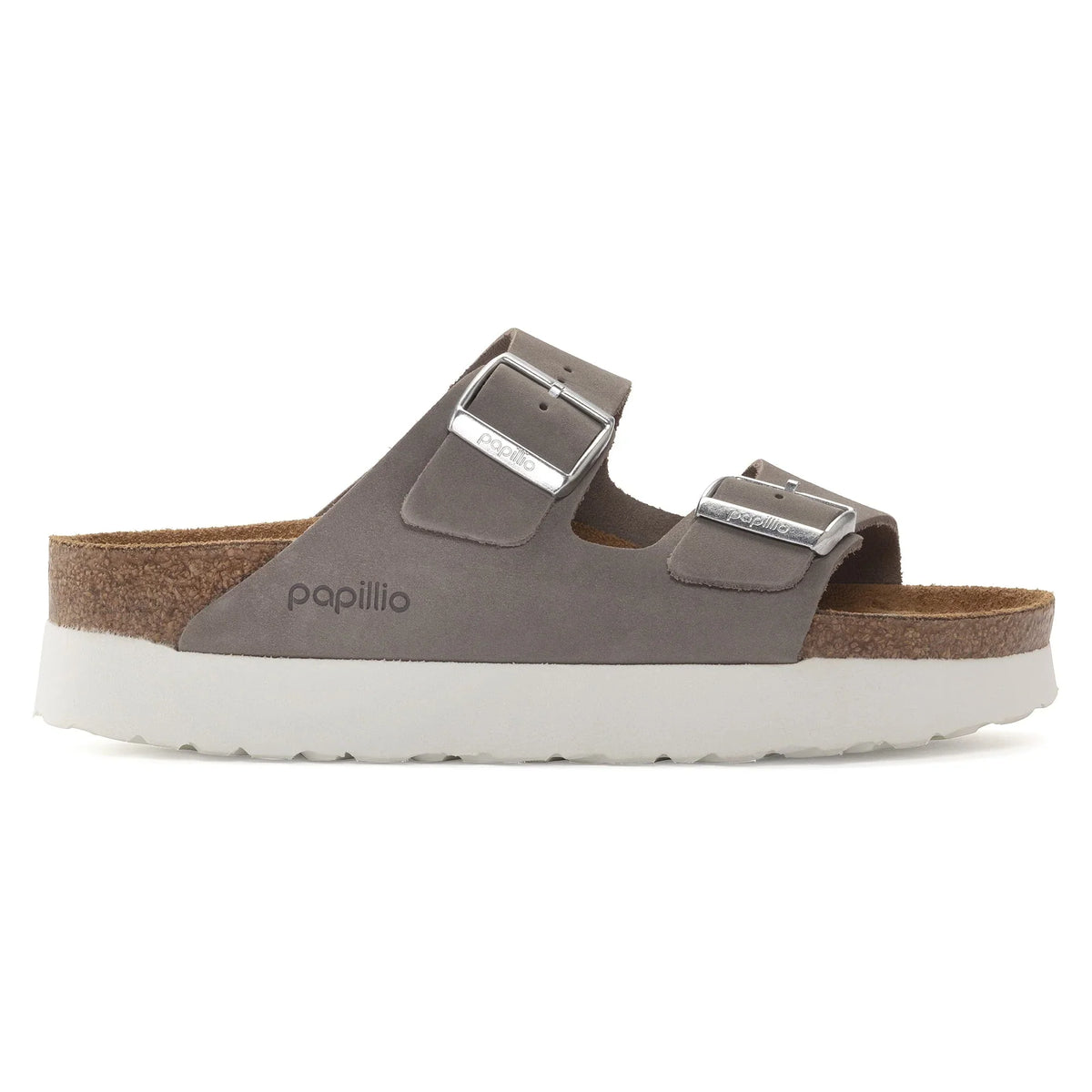Birkenstock Women's Arizona Platform Nubuck Leather  Dove Grey Sandals