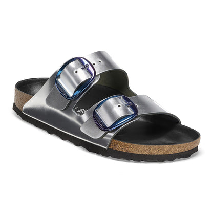 Birkenstock Arizona Big Buckle Natural Leather Metallic Silver