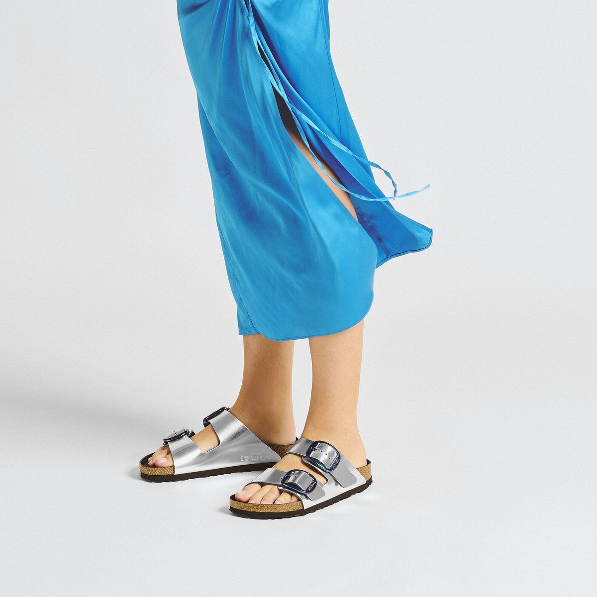 Birkenstock Arizona Big Buckle Natural Leather Metallic Silver