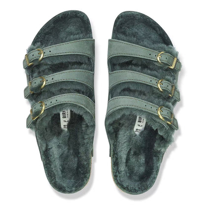 Birkenstock Unisex Florida Fresh Shearling Nubuck Leather Thyme