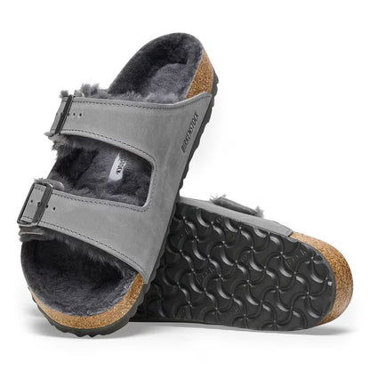 Birkenstock Arizona Shearling Oiled Leather Iron