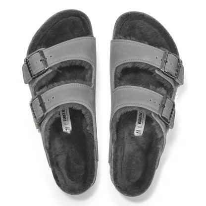 Birkenstock Arizona Shearling Oiled Leather Iron
