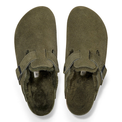 Birkenstock Boston Shearling 'Suede Leather' Narrow Fit Sandals
