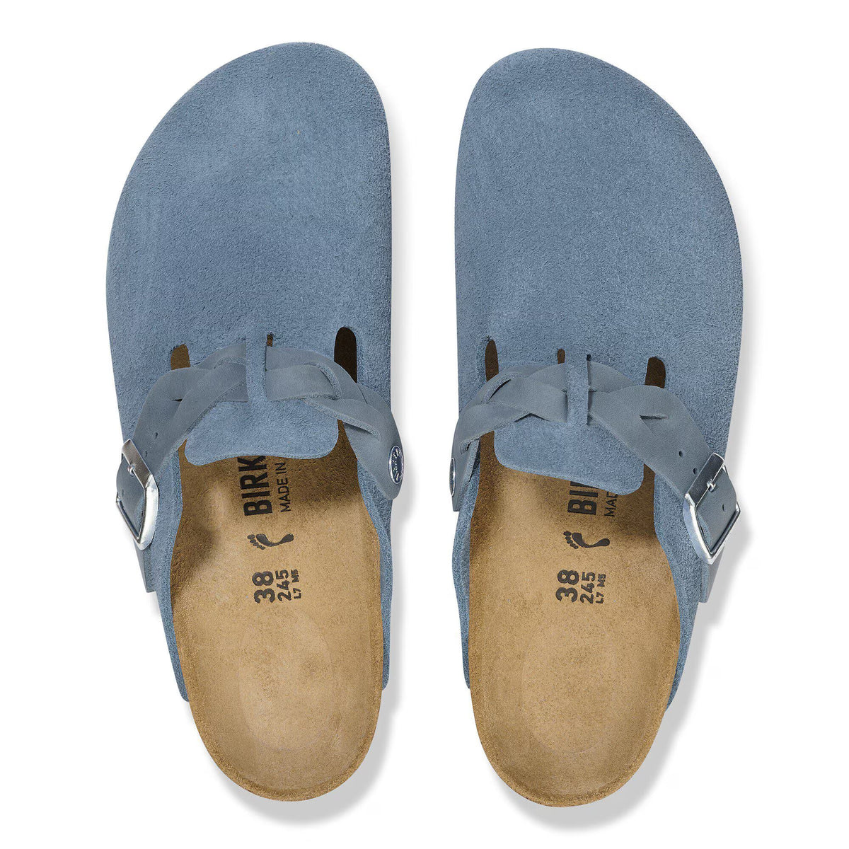 Birkenstock Unisex Boston Braided Suede Leather Elemental Blue