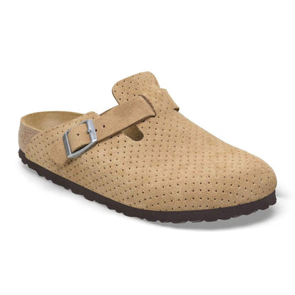 Birkenstock Unisex Boston Suede Embossed Dotted New Beige