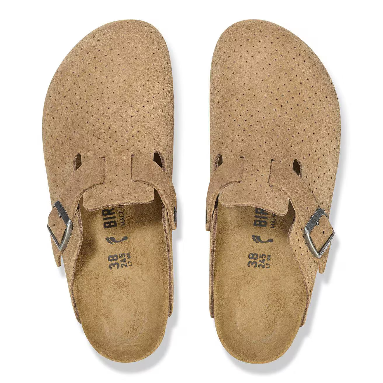 Birkenstock Unisex Boston Suede Embossed Dotted New Beige
