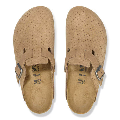 Birkenstock Unisex Boston Suede Embossed Dotted New Beige