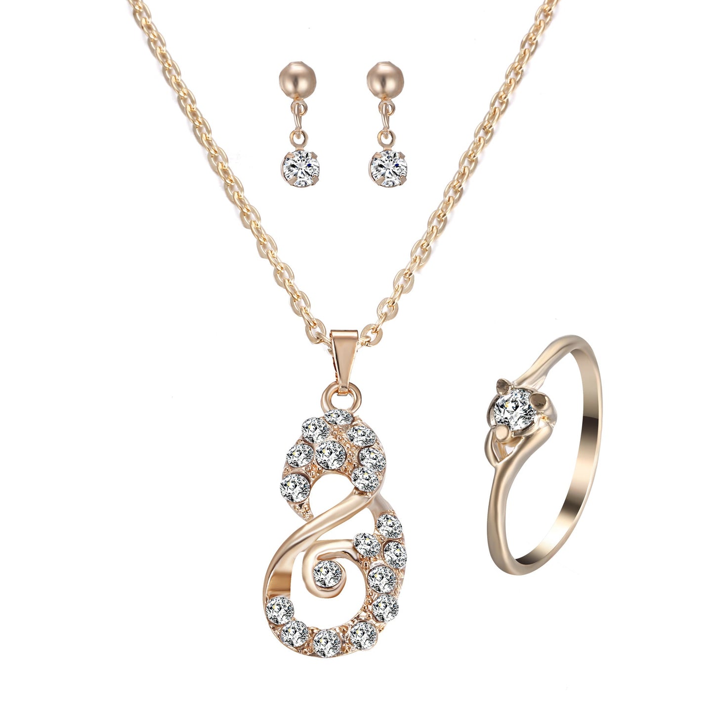 Radiant Heart Pendant Jewelry Set | Sparkling Rhinestone Necklace & Earrings Suite | Romantic Crystal Heart Jewelry for Women | Elegant Anniversary & Wedding Gift Set