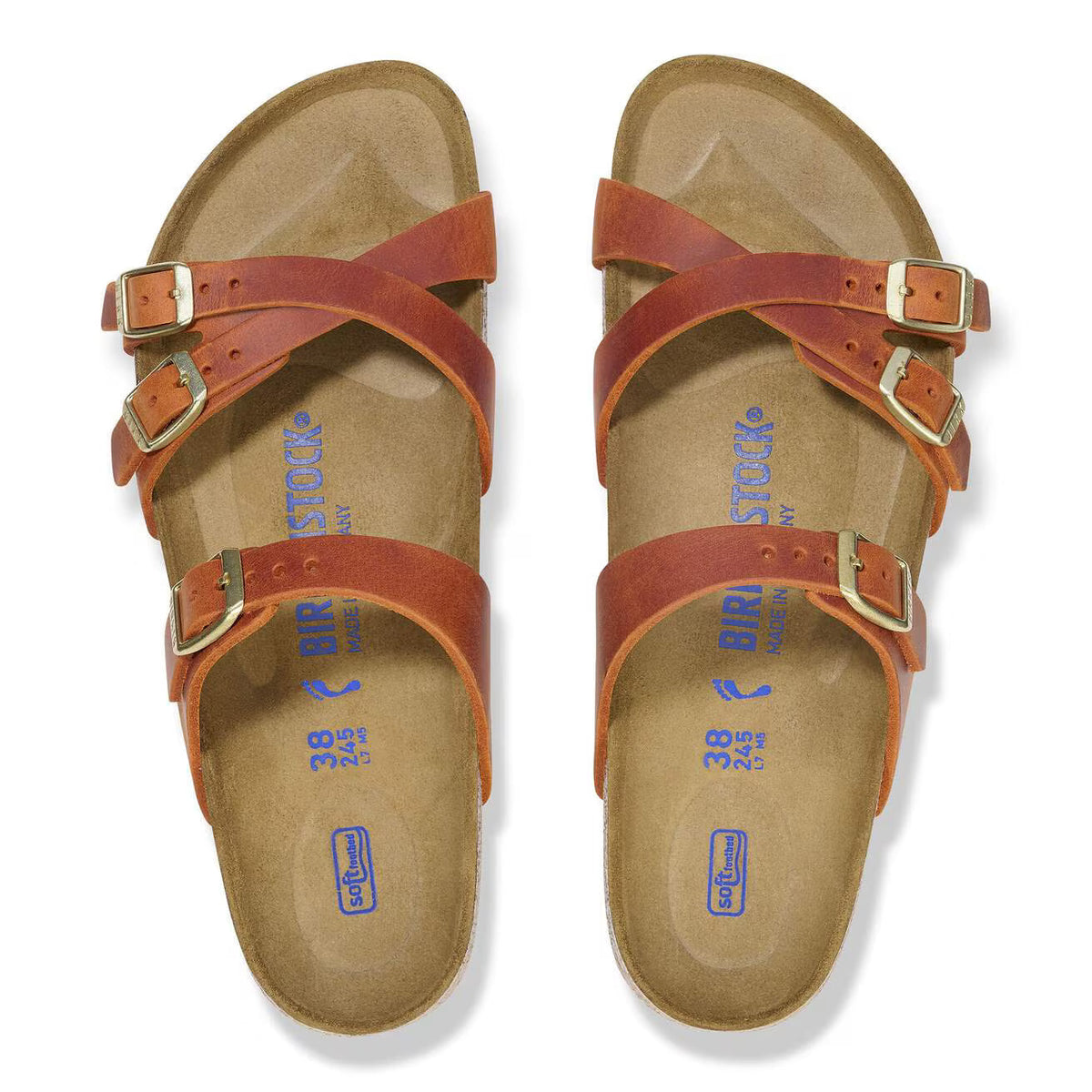 Birkenstock Unisex Franca Natural Leather soft Footbed Burnt Orange