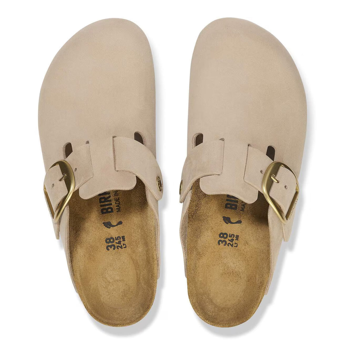 Birkenstock Unisex Boston Big Buckle Nubuk Leather Sandcastle