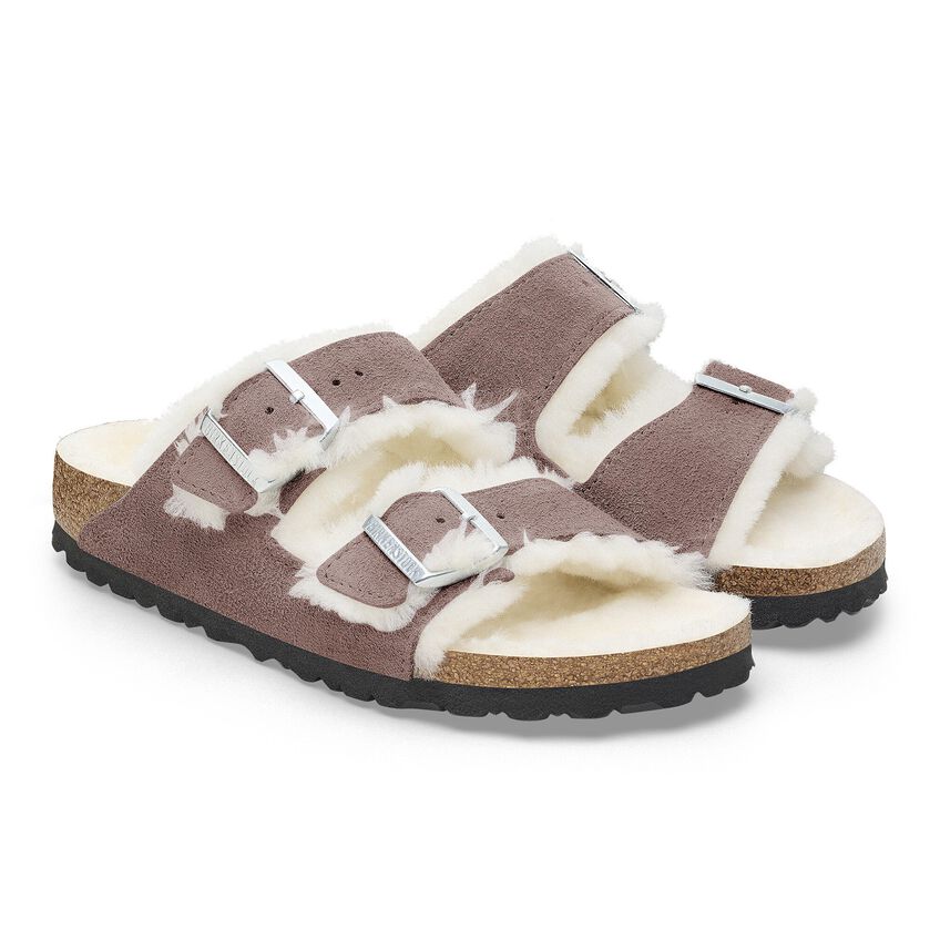 Birkenstock Arizona Shearling Suede Leather Sandal Narrow